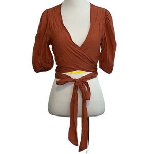 Shein women’s medium cropped wrap front blouse